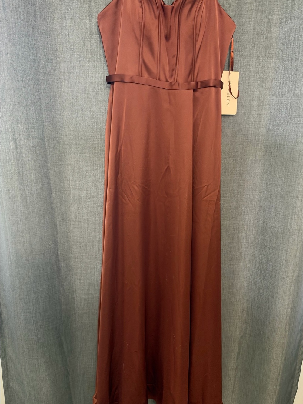 Revelry Satin Maxi Gown in Rust